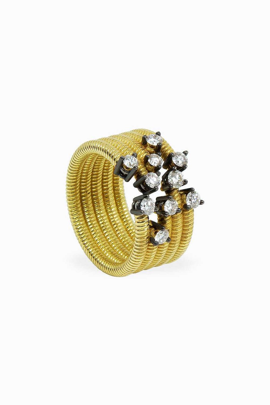 Anillos Leandra Studio | Anillo Multi Cabo Abierto Con Rodio Negro Yellow Gold