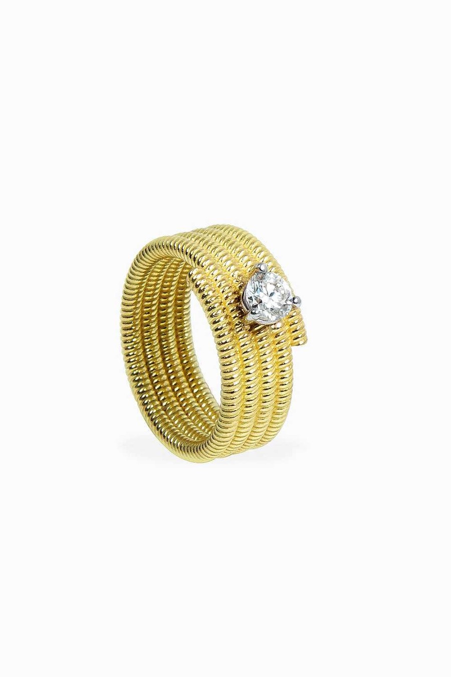 Anillos Leandra Studio | Anillo Cabo Vueltas Diamante Me Ique Yellow Gold