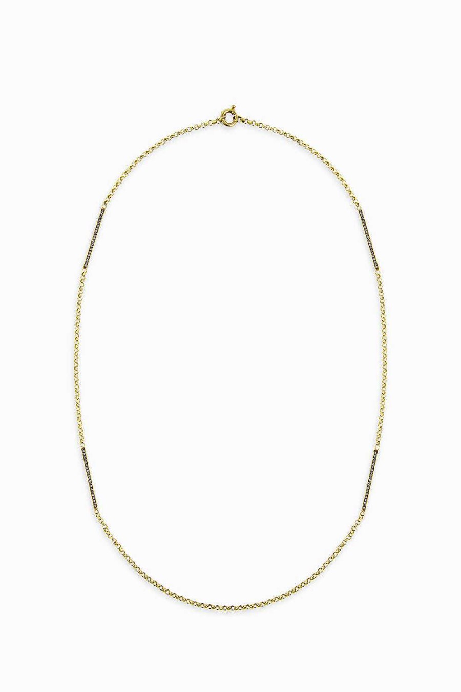 Collares Leandra Studio | Collar Cabo Barras Con Diamantes Yellow Gold