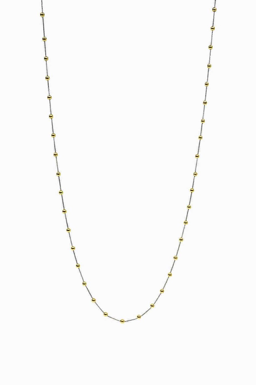 Collares Leandra Studio | Collar Largo Bolas Y Cadena 100Cm Yellow Gold