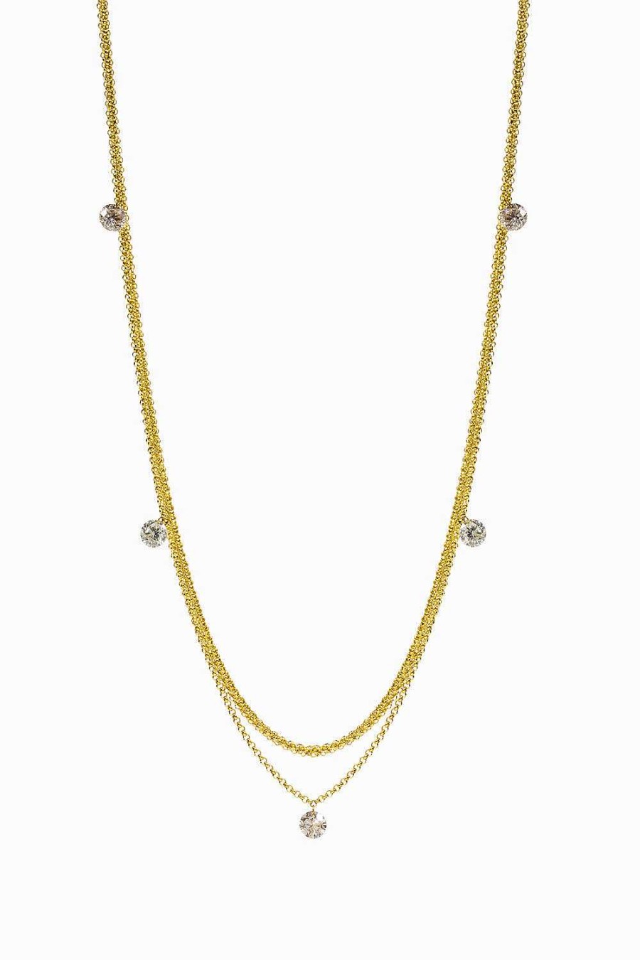 Collares Leandra Studio | Collar 5 Diamantes L Ser Oro Amarillo