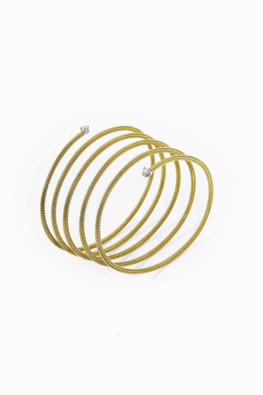 Pulseras Leandra Studio | Pulsera Cabo Flex 6 Vueltas Diamantes Oro Amarillo