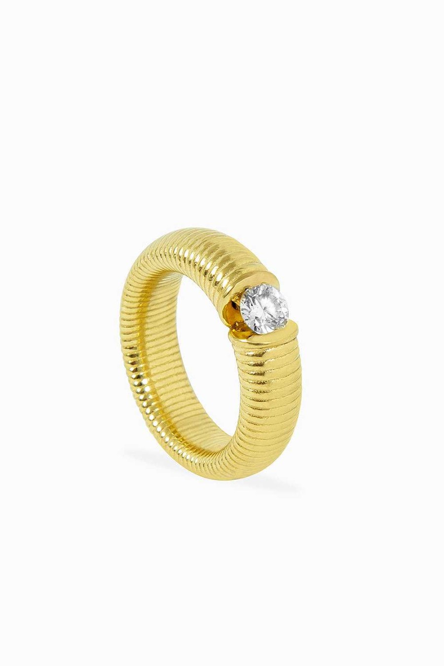 Anillos Leandra Studio | Anillo Solitario Cabo Me Ique Yellow Gold