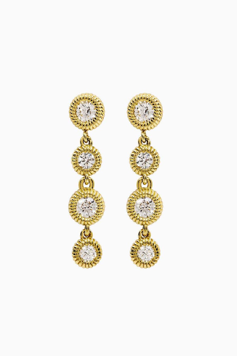 Pendientes Leandra Studio | Pendientes Cabo 4 Diamantes Oro Amarillo