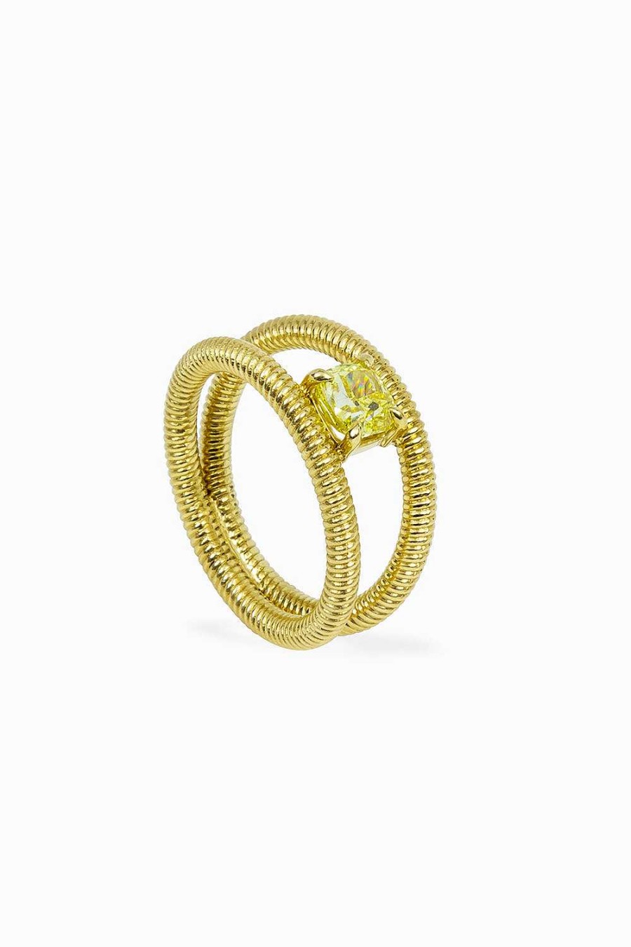 Anillos Leandra Studio | Anillo Cushion Amarillo Yellow Gold