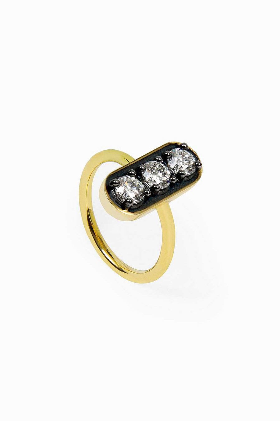 Anillos Leandra Studio | Anillo Triple Diamante Rodio Negro