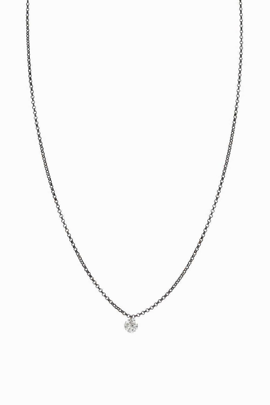 Collares Leandra Studio | Colgante Diamante L Ser 0,25Ct. Rodio Negro