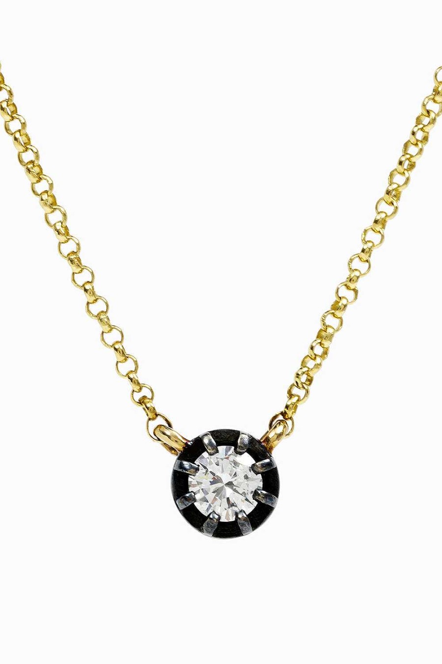 Collares Leandra Studio | Colgante Con Diamante 0.18 Ct. Yellow Gold