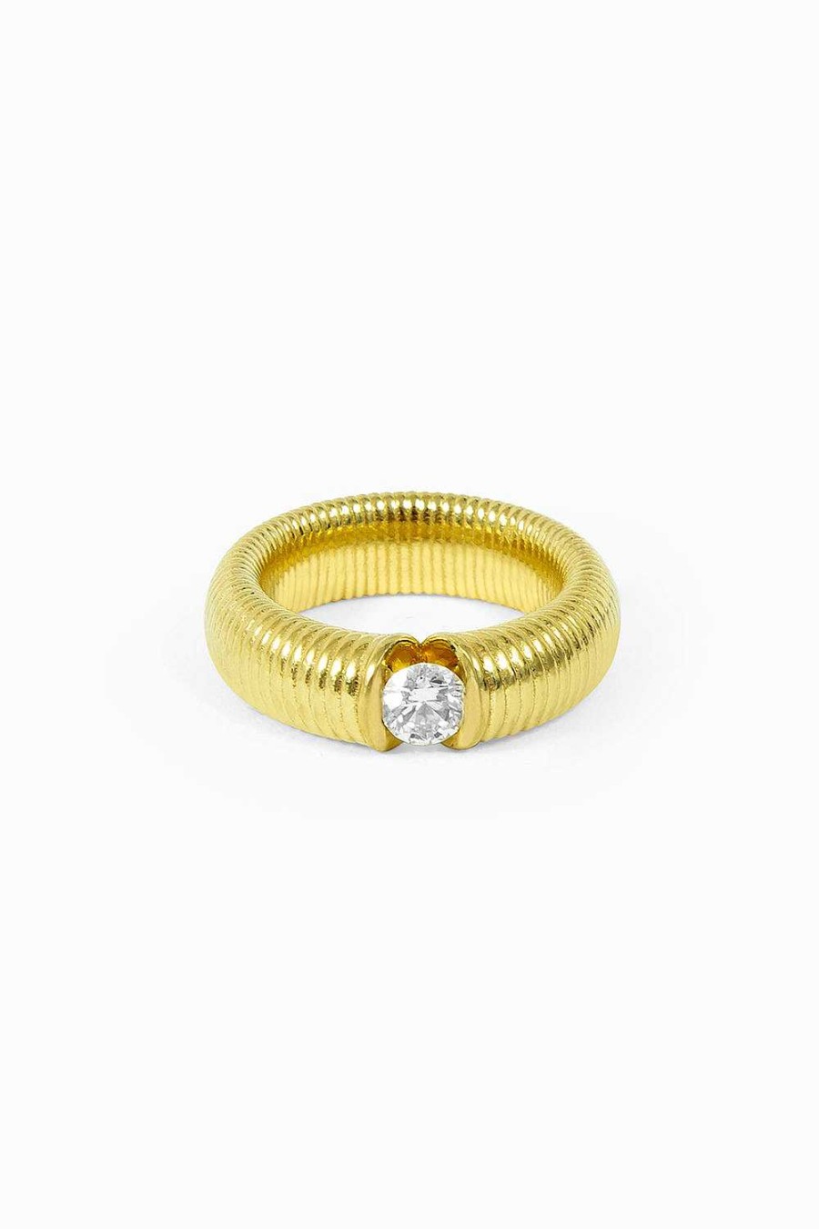 Anillos Leandra Studio | Anillo Solitario Cabo Me Ique Yellow Gold