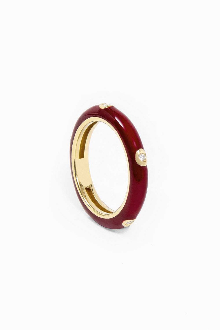 Anillos Leandra Studio | Anillo Esmalte Vino Yellow Gold