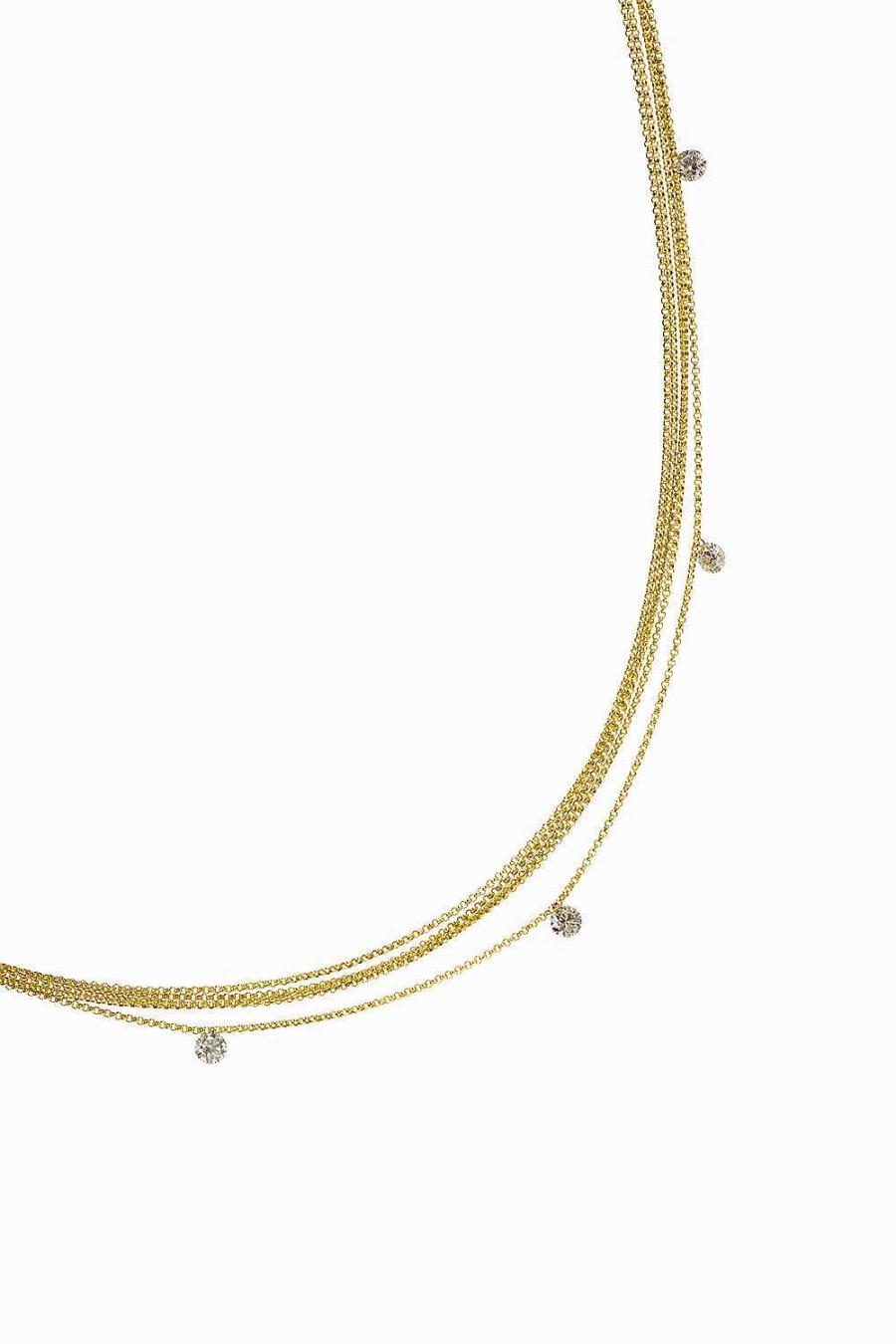 Collares Leandra Studio | Collar 5 Diamantes L Ser Oro Amarillo