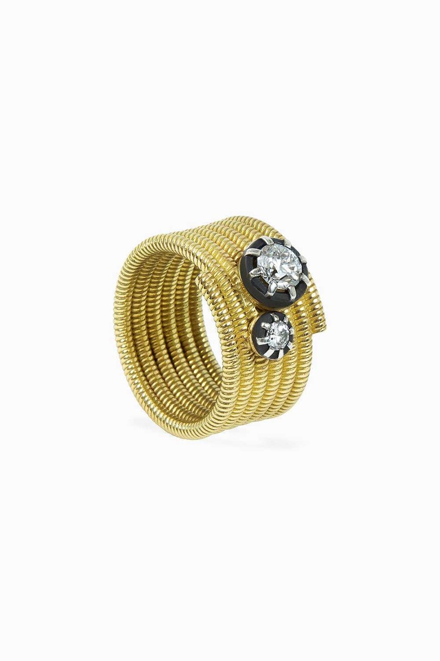 Anillos Leandra Studio | Anillo Cabo Vueltas Midnight Yellow Gold