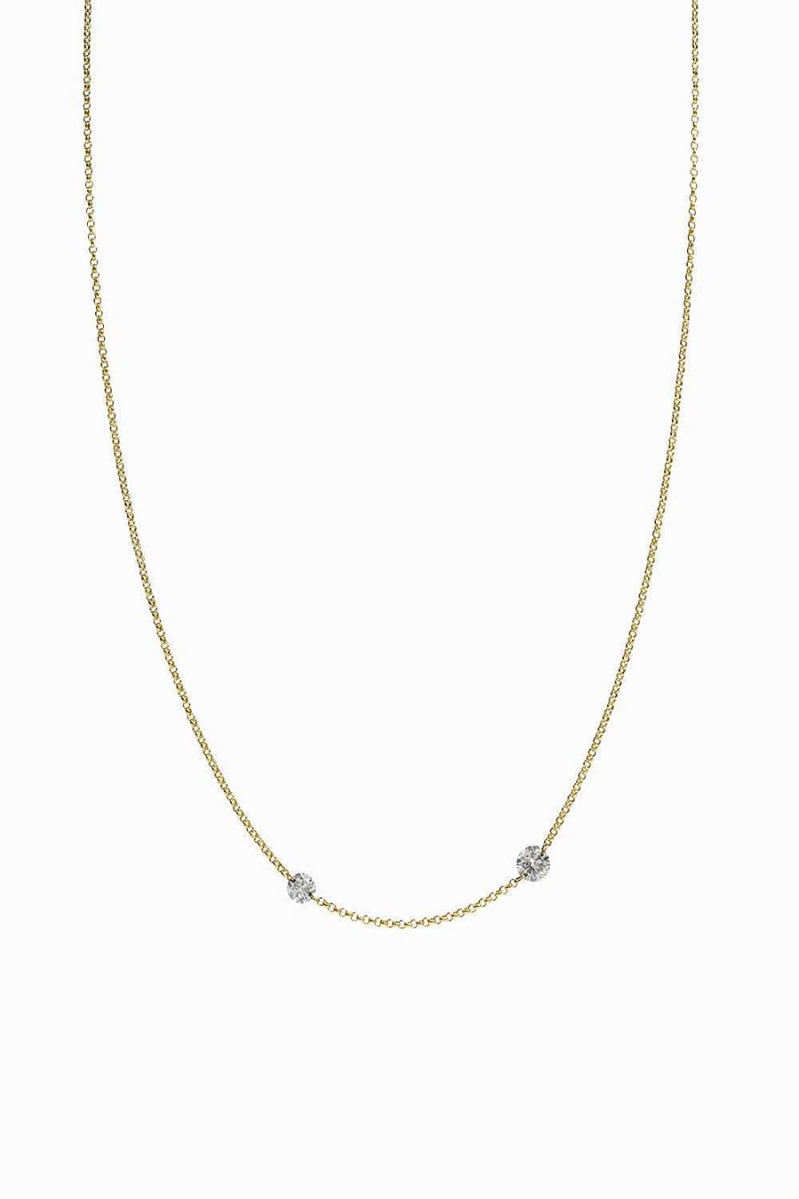 Collares Leandra Studio | Colgante Doble Diamante L Ser Oro Amarillo