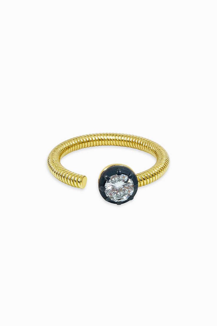 Anillos Leandra Studio | Anillo Abierto Midnight L Yellow Gold