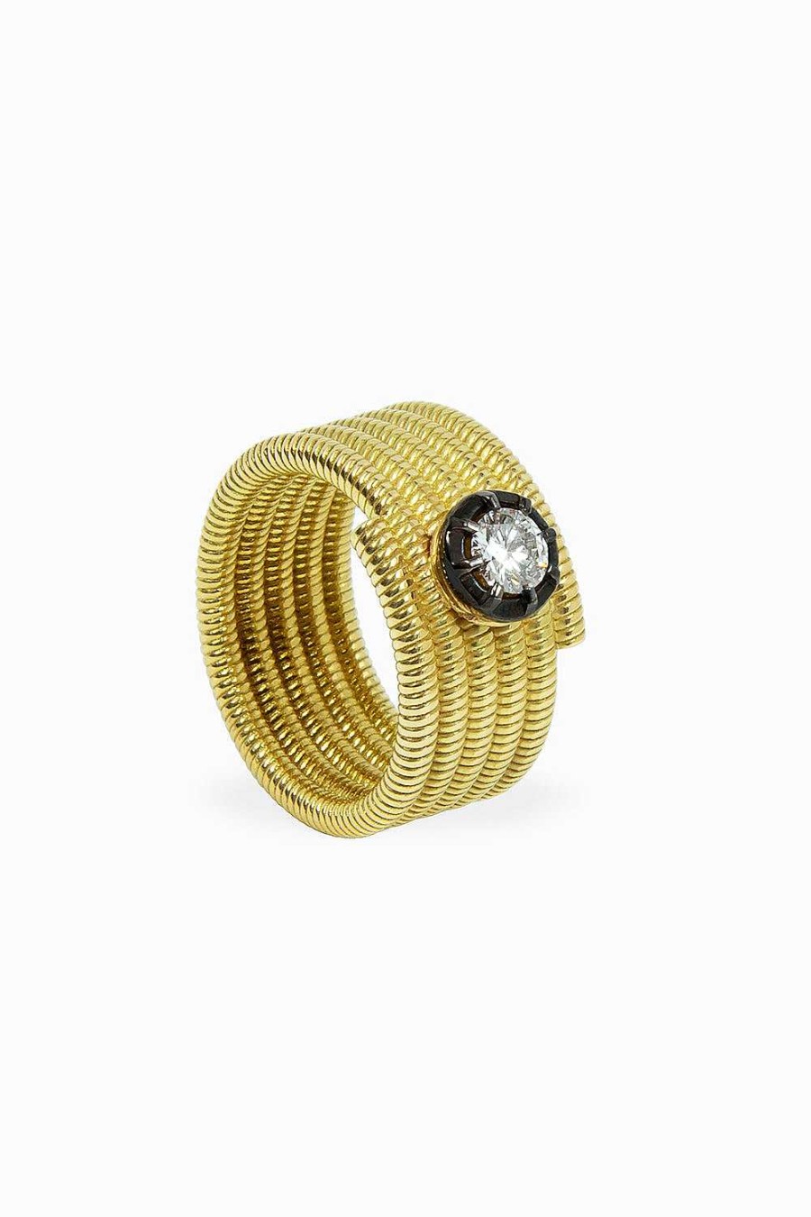 Anillos Leandra Studio | Anillo Cabo Vueltas Midnight Yellow Gold