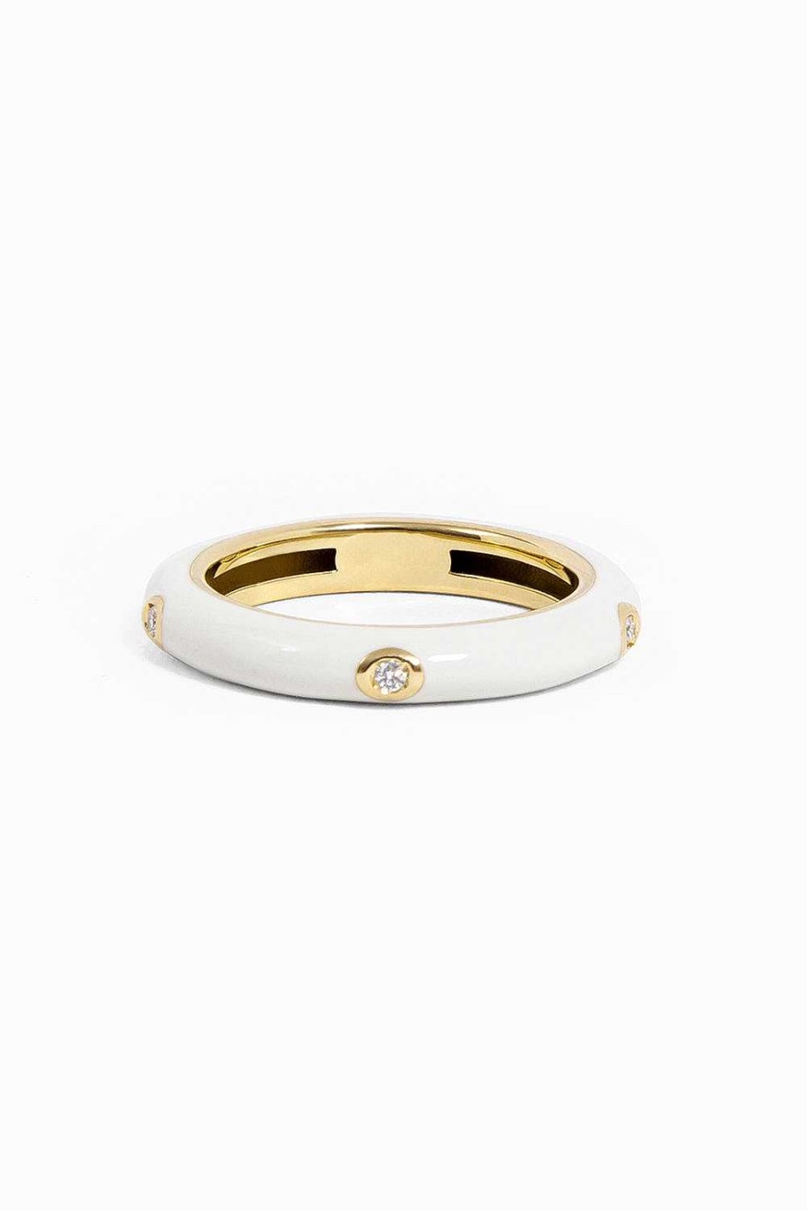 Anillos Leandra Studio | Anillo Esmalte Blanco Yellow Gold