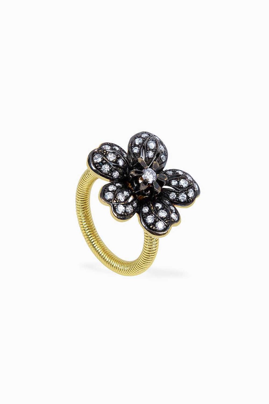 Anillos Leandra Studio | Anillo Flora Black Rhodium