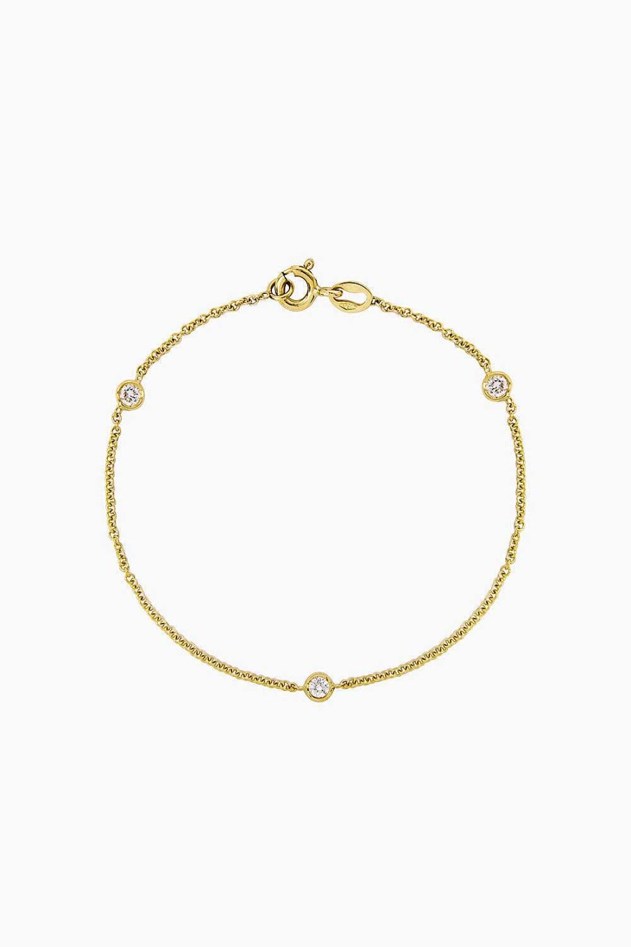 Pulseras Leandra Studio | Pulsera 3 Diamantes 0,18 Ct Yellow Gold