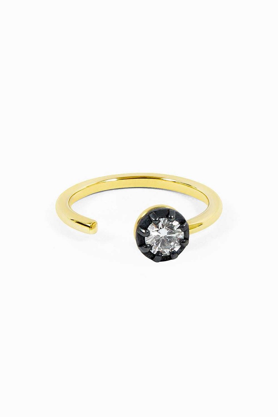 Anillos Leandra Studio | Anillo Abierto Midnight M Yellow Gold