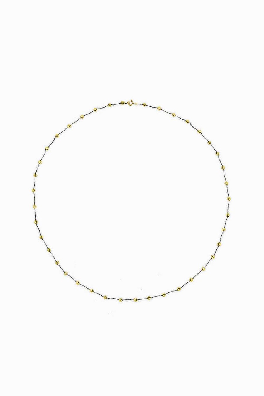 Collares Leandra Studio | Collar Largo Bolas Y Cadena 100Cm Yellow Gold