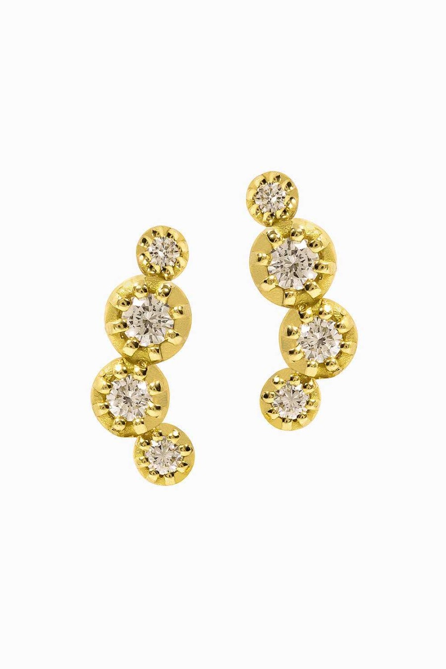 Pendientes Leandra Studio | Pendientes Trepadores Midnight 4 Oro Amarillo