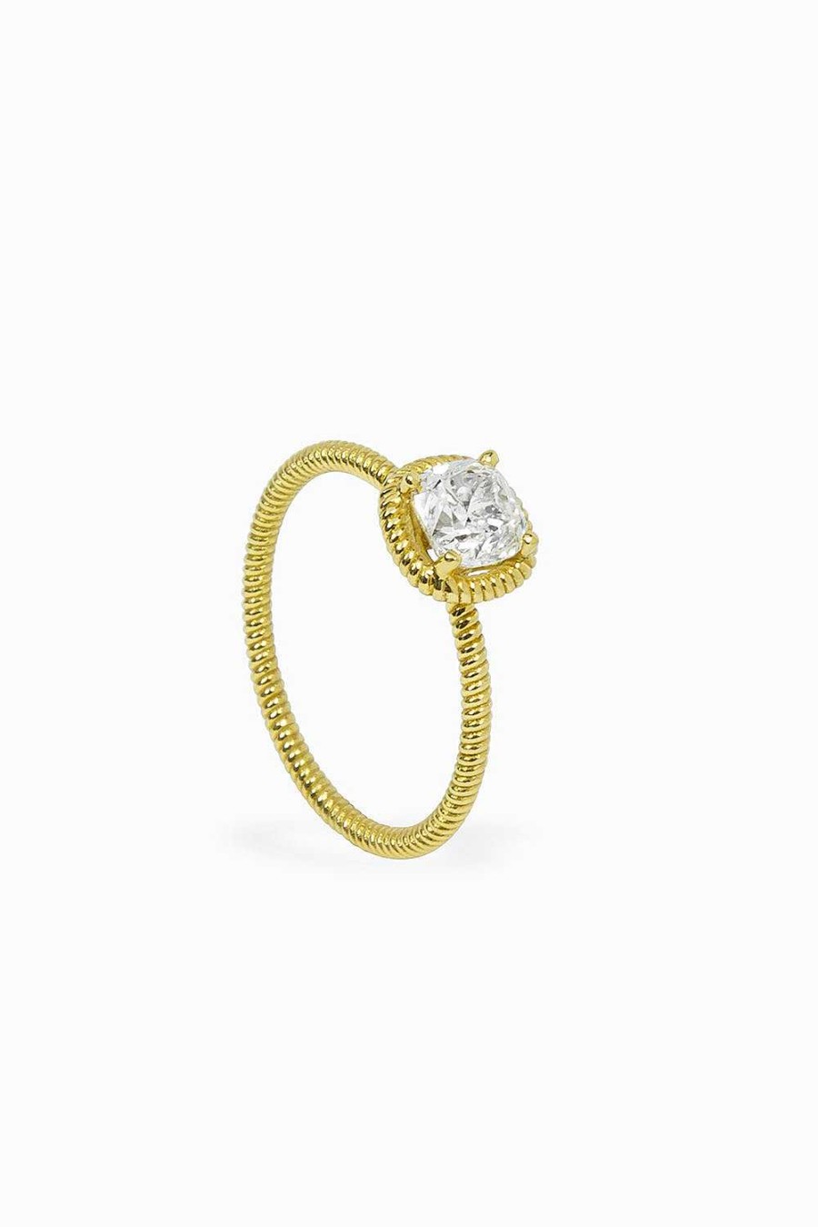 Anillos Leandra Studio | Anillo Solitario Mia Yellow Gold