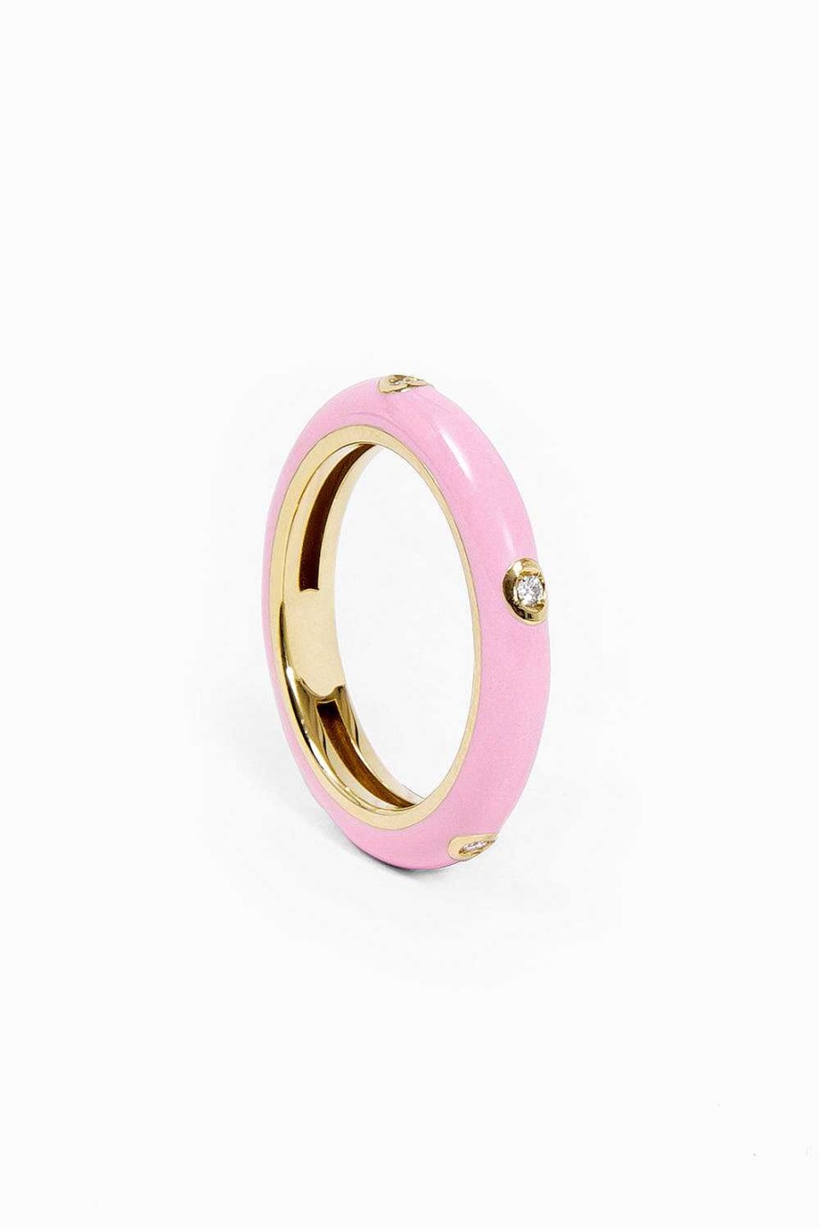 Anillos Leandra Studio | Anillo Esmalte Rosa Yellow Gold