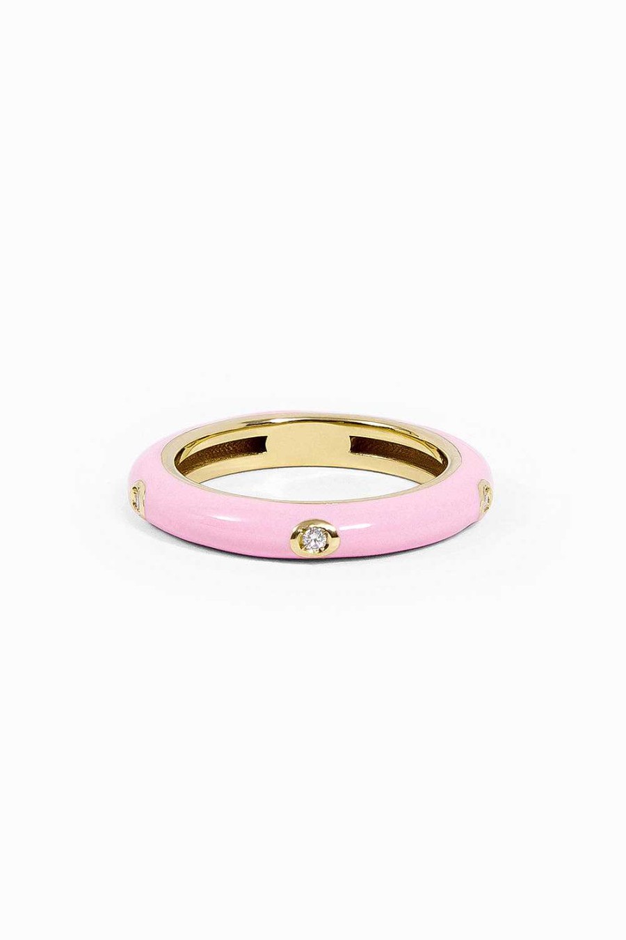 Anillos Leandra Studio | Anillo Esmalte Rosa Yellow Gold