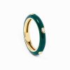 Anillos Leandra Studio | Anillo Esmalte Verde Yellow Gold