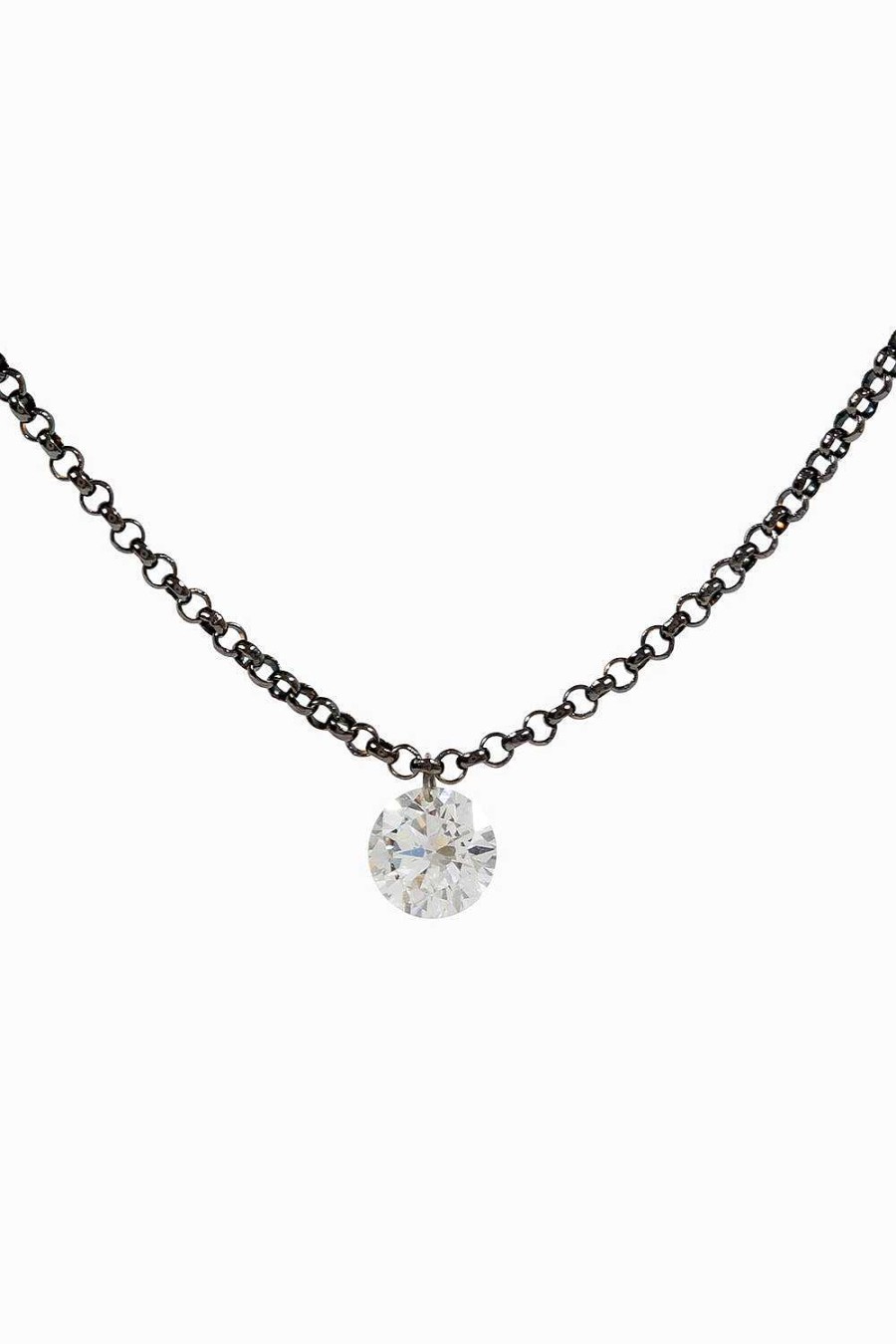 Collares Leandra Studio | Colgante Diamante L Ser 0,25Ct. Rodio Negro