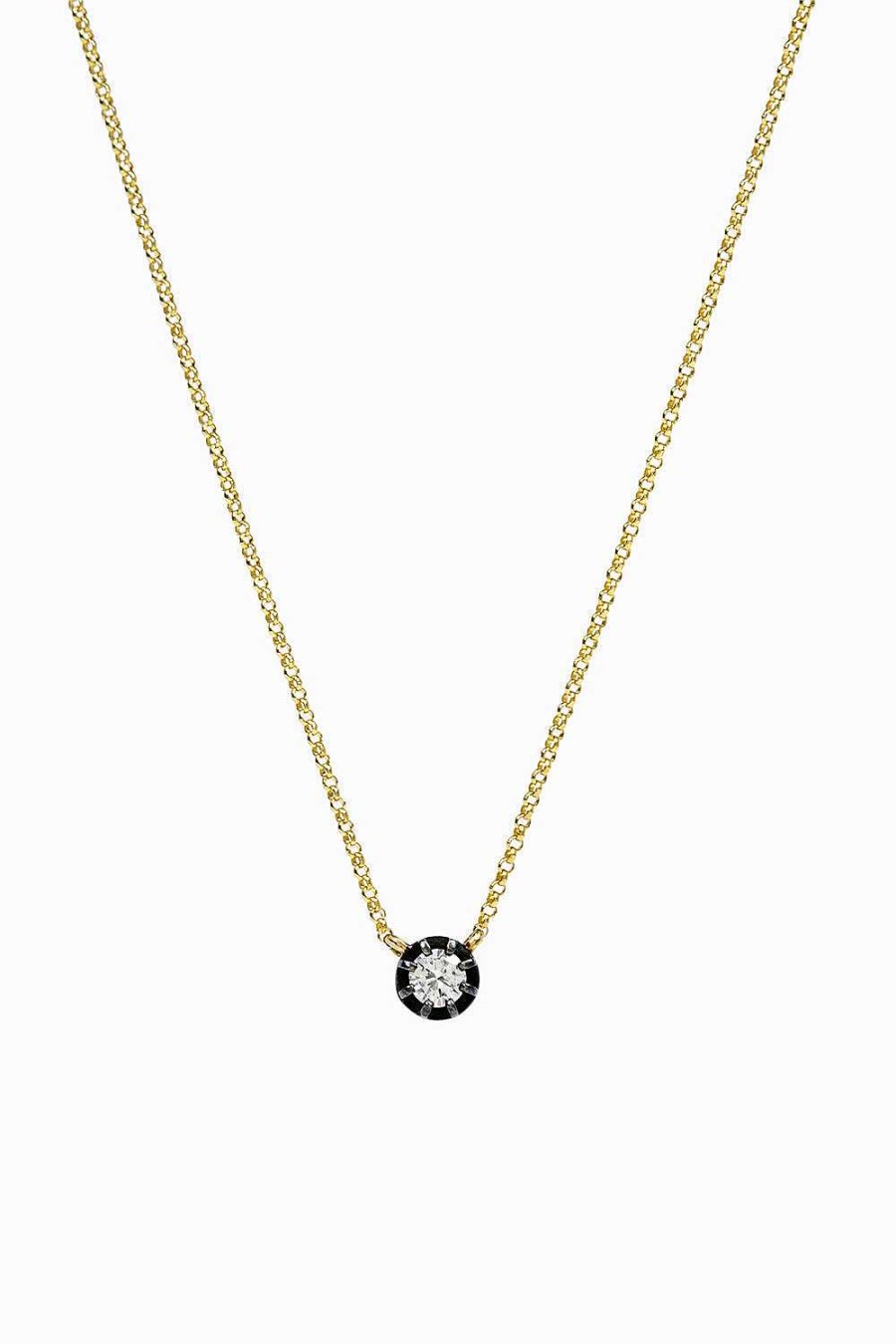 Collares Leandra Studio | Colgante Con Diamante 0.18 Ct. Yellow Gold